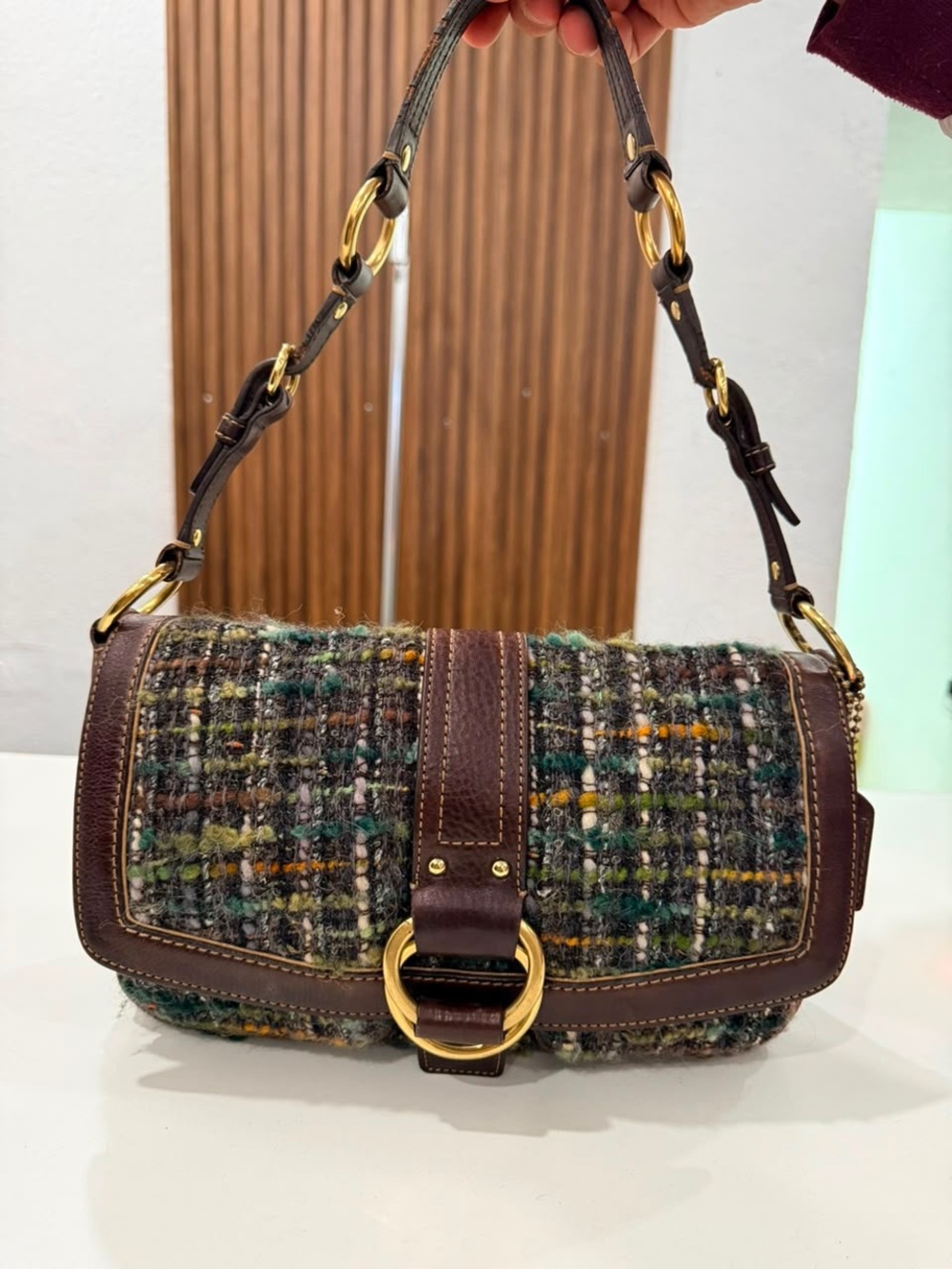 RARE Vintage Coach Leather Tweed Soho Multicolor Shoulder Bag Purse Y2K #8F18